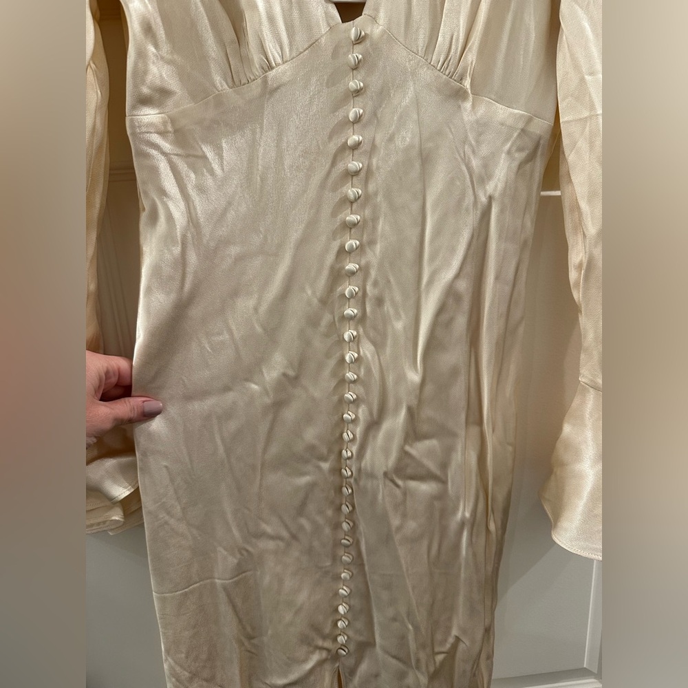NWT Shona Joy La Lune Frill Cuff Bias Midi Dress in Cream size 8 - Picture 8 of 11